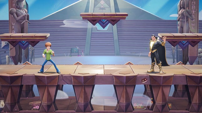 A "after" Image showing a slightly larger Shaggy and Black Adam ready to fight in an MVS arena.